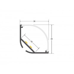 KIT Perfil aluminio KORK para tiras LED, 2 metros