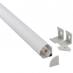 KIT - Perfil aluminio KORK-mini para tiras LED, 2 metros, blanco