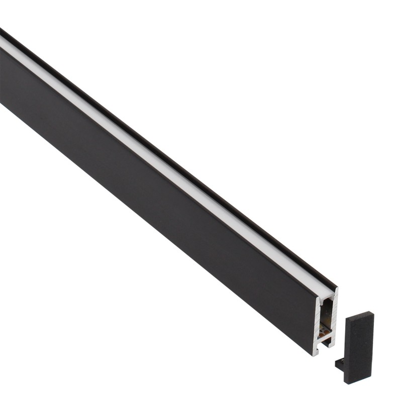 Perfil aluminio PHANTER S2 para tiras LED, 2 metros, negro