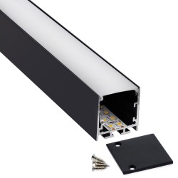 KIT - Perfil aluminio VART SUSPEND 2 metros, negro con cubierta blanca