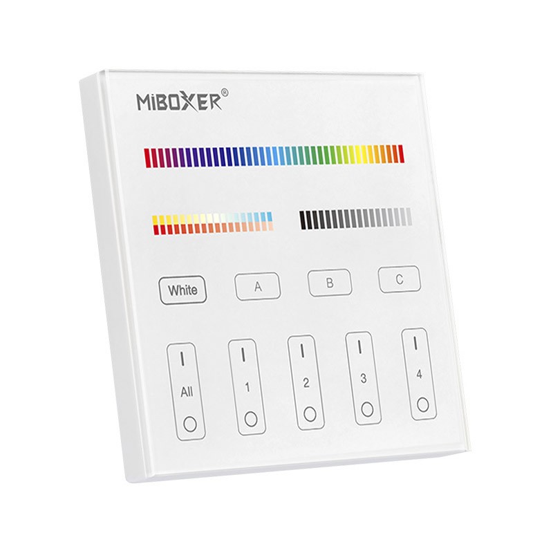 DALI panel táctil DT8 3 en 1, (Dimming, RGB, RGBW, RGB+CCT), 4 zonas/grupos