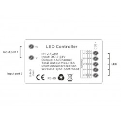 Controlador D1, 4 en 1, 4x4A 1Z (MONO, CCT, RGB, RGBW)