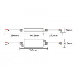 Controlador RGB+CCT 2.4G DC12-24V 12A, IP66