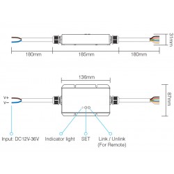 Controlador Waterproof RF, WiFI App, 5 en 1 (MONO, CCT, RGB, RGBW, RGB+CCT)