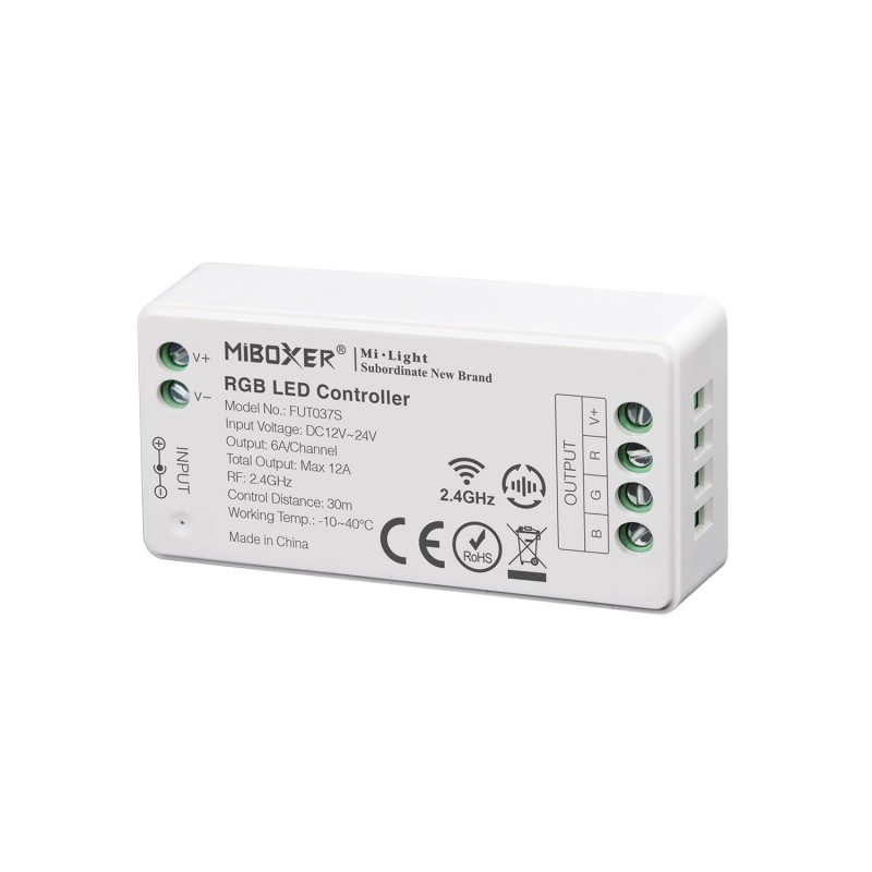 Controlador 2.4G RF, DC12-24V, 12A, RGB