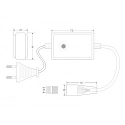 Controlador tira led 220V RGB 550W 14mm