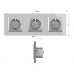 Enchufe triple tipo SCHUKO EU de 16A, frontal blanco