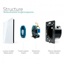 Interruptor táctil con regulador TRIAC Dimmer, frontal azul