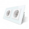 Enchufe Schuko doble EU 16A, frontal blanco