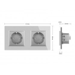 Enchufe Schuko doble EU 16A, frontal blanco