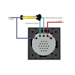 Control de persianas táctil + remoto, frontal azul