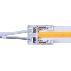 Conector Transparente cable 15cm para unión de tiras LED COB + SMD - 10mm