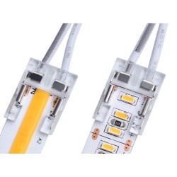 Conector Transparente cable 15cm para unión de tiras LED COB + SMD - 10mm