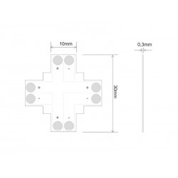 Conector X para tiras monocolor 2 Pin - 10mm