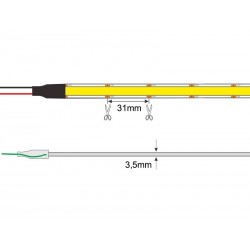 Tira LED Monocolor NEW COB, DC24V, 5m (256Led/m), 50W, IP20, CRI90