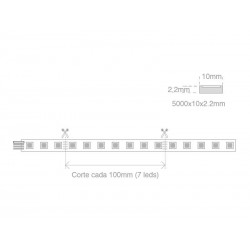 Tira LED Monocolor SMD5630, DC24V CC, 5m (70 Led/m) - Sensor Temperatura, 75W, IP20