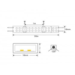 Tira LED 220V SMD2835 doble, 180Led/m, carrete 1 metro