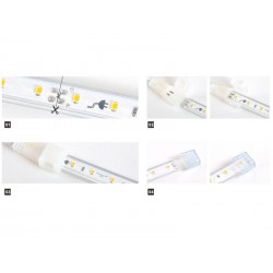 Tira LED 220V SMD2835, 60Led/m, 1 metro con conectores rápidos, 20cm corte