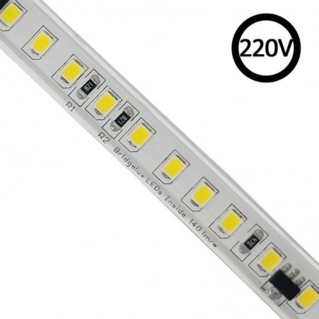 Tira LED 220V Bridgelux SMD2835, 120Led/m, 1540lm/m, Triac regulable, corte 10cm, carrete 20 metros