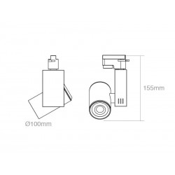 Foco carril Monofásico CRONOLUX chip CREE led, 35W, Pescadería