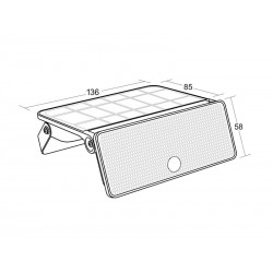 Foco LED SOLAR TAZ, 1000lm, sensor PIR, batería reemplazable, Litio 3,7V - 2000mAH