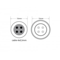 Cables conexión 2 Pinx0,75mm, 20cm, IP67, negro