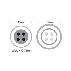 Cables conexión 2 Pinx0,75mm, 20cm, IP67, negro