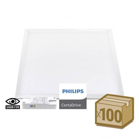 Pack 100 x Paneles LED 44W, 60X60cm, UGR19,  Driver Philips Certadrive