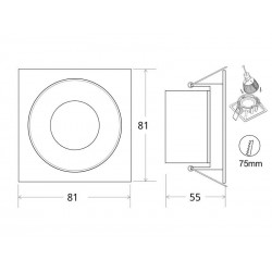 Downlight Led MOS UGR17 Square, 7W, negro/negro