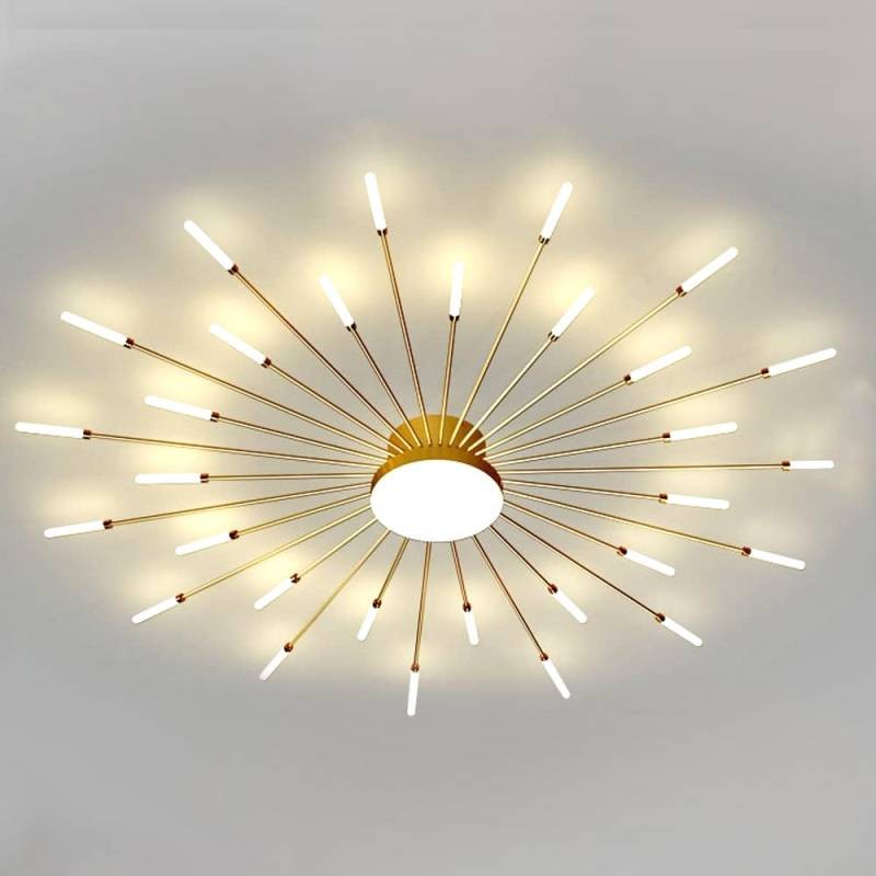 Lámpara Fireworks Led, 30W+8W, Ø128cm, CCT, gold + mando