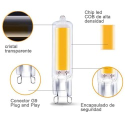 Bombilla G9, COB, 6W, 360º