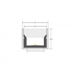 KIT - Perfil PC FOOT para tiras LED, 2 metros