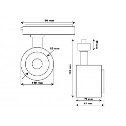 Foco carril Monofásico ROMA, 40W-34W, blanco, regulable 24º-60º, UGR13, CCT