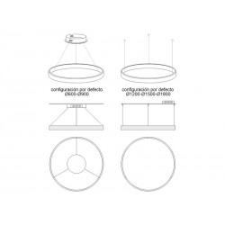 Luminaria colgante RING 115W, Ø1800mm, negro