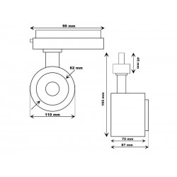 Foco carril Trifásico ROMA, 40W-26W, negro, regulable 24º-60º, UGR13, CCT