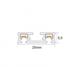 Conector doble 300mm Carril SLIM Magnetic 48V, blanco