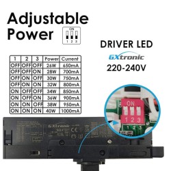 Driver LED SAMOS, 40W-26W, negro, trifásico