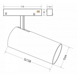 TUBE Pendant FLEX 48V, 15W, 360º, 1m