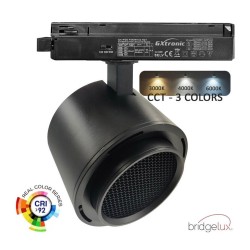 Foco carril Monofásico ROMA, 40W-34W, negro, regulable 24º-60º, UGR13, CCT