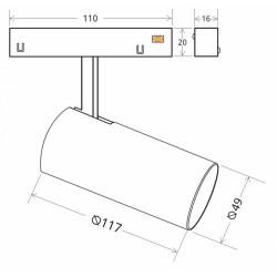 TUBE Pendant FLEX 48V, 15W, 360º, 1m