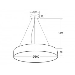 Luminaria colgante o superficie PUCK, Ø600mm, 50W, negro