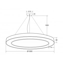 Luminaria colgante o superficie PULL, Ø1000mm, 90W, negro