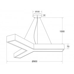 Luminaria colgante o superficie TRILED, Ø900mm, 40W, negro