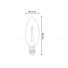 Bombilla Filamento LED Vela E14 COB 6W, Regulable