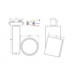 Foco carril Monofásico DOMO chip CREE led, blanco, 20W