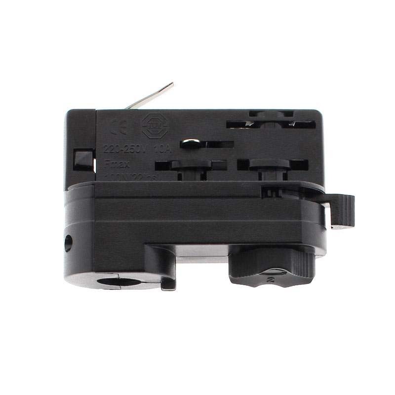 Conector foco a carril trifásico, negro