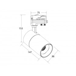 Foco carril Monofásico PIKE RAIL LED blanco 30W, CCT, Triac regulable