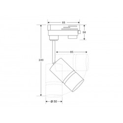 Foco carril Monofásico mini CRONOLUX RAIL LED negro 9W