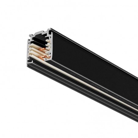 Carril trifásico con conector, 1 metro, negro