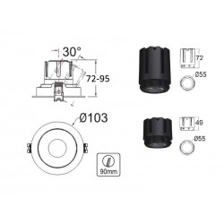 HOTEL Housing Kit  Ø55mm Basculante blanco